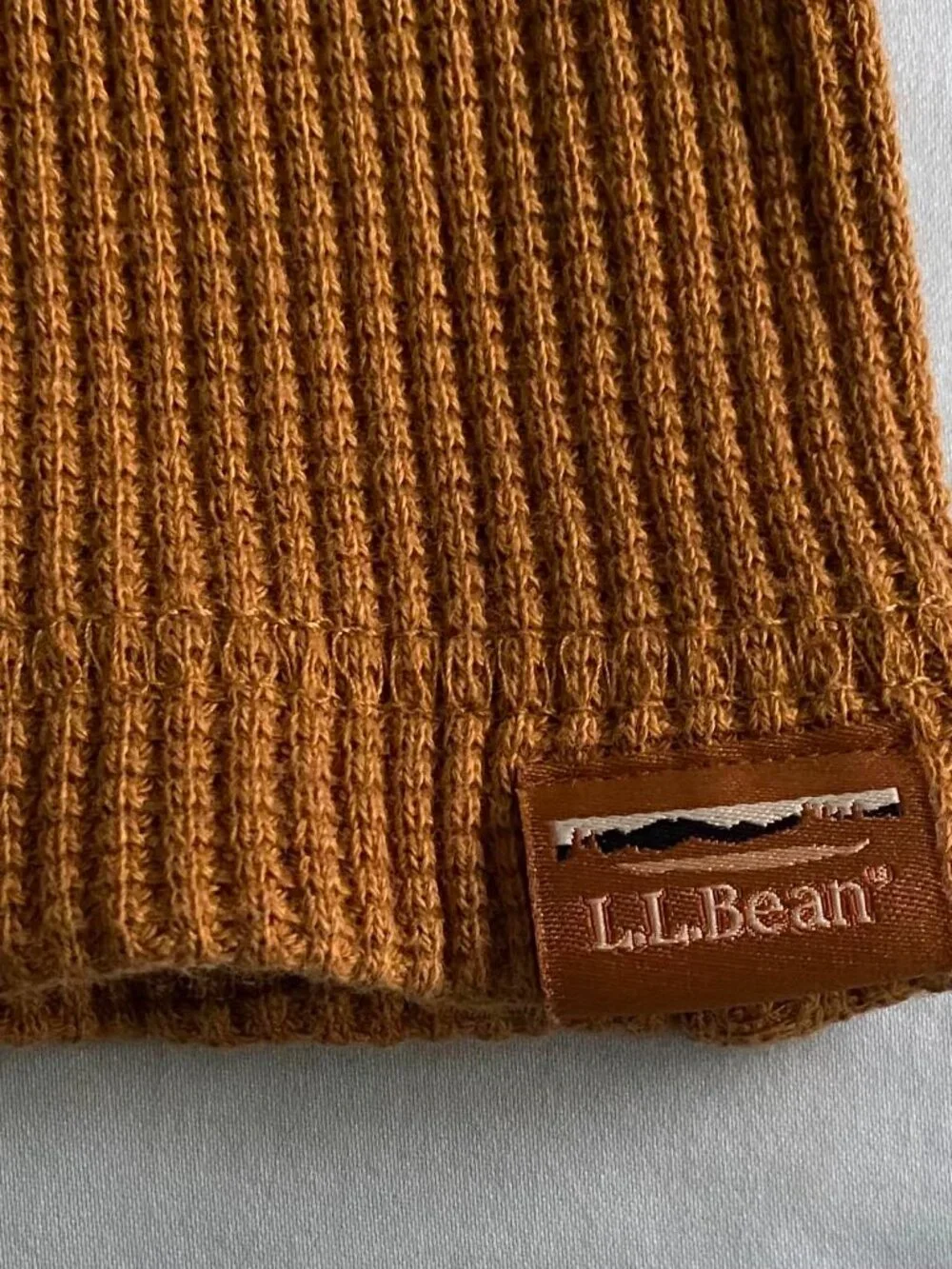L. L. Bean Signature Waffle Knit Thermal Long Sleeve Men's Medium Brown Slim